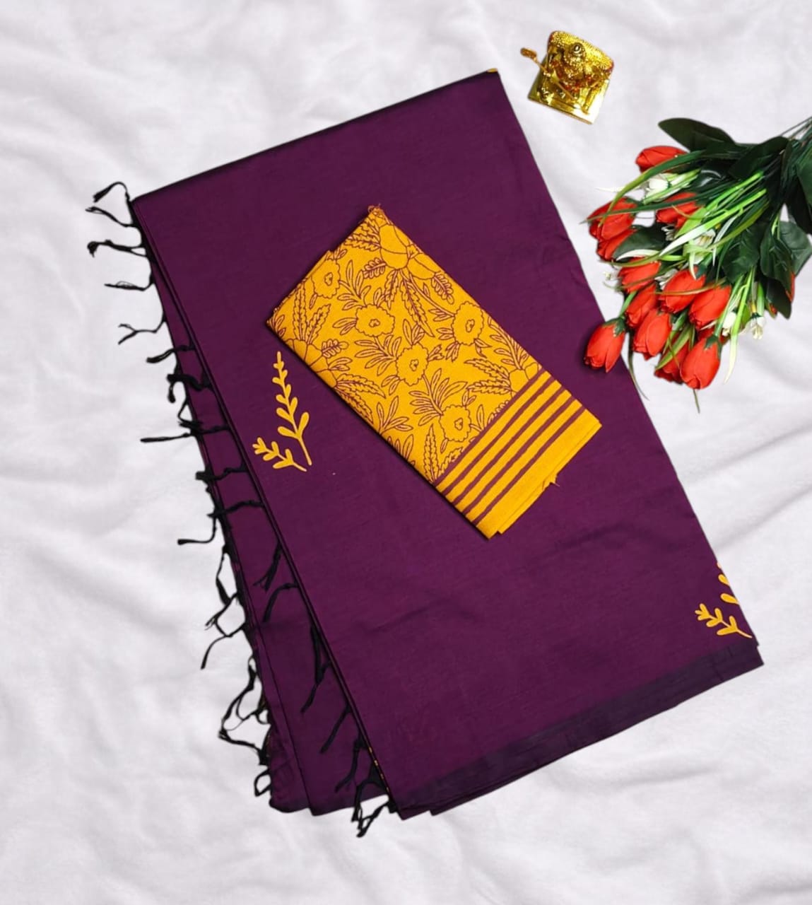 premium designer silky south cotton sarees* curated with unique designs. - Image 3