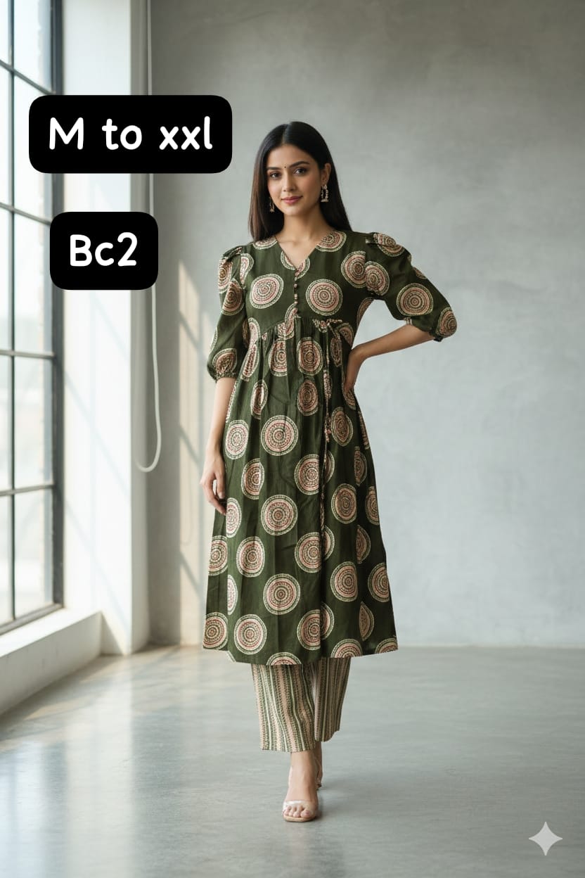 Premium quality KALAMKARI COTTON UMBRELLA Top with matching pants - Image 8