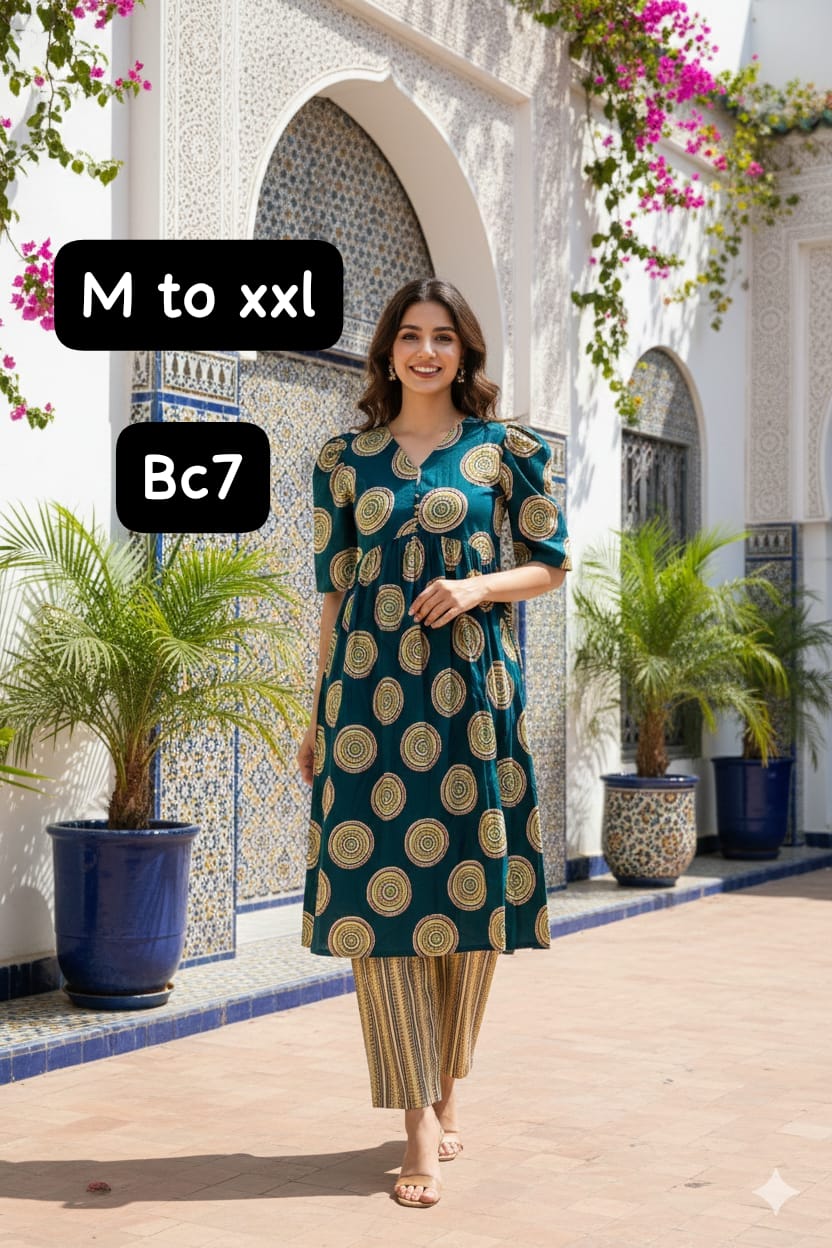 Premium quality KALAMKARI COTTON UMBRELLA Top with matching pants - Image 6