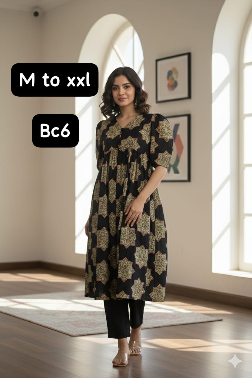 Premium quality KALAMKARI COTTON UMBRELLA Top with matching pants - Image 7