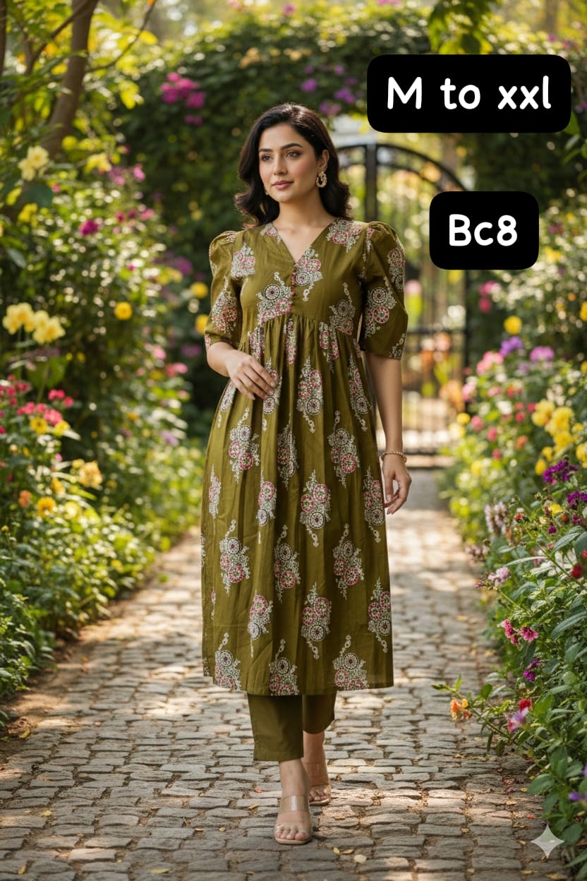 Premium quality KALAMKARI COTTON UMBRELLA Top with matching pants - Image 4