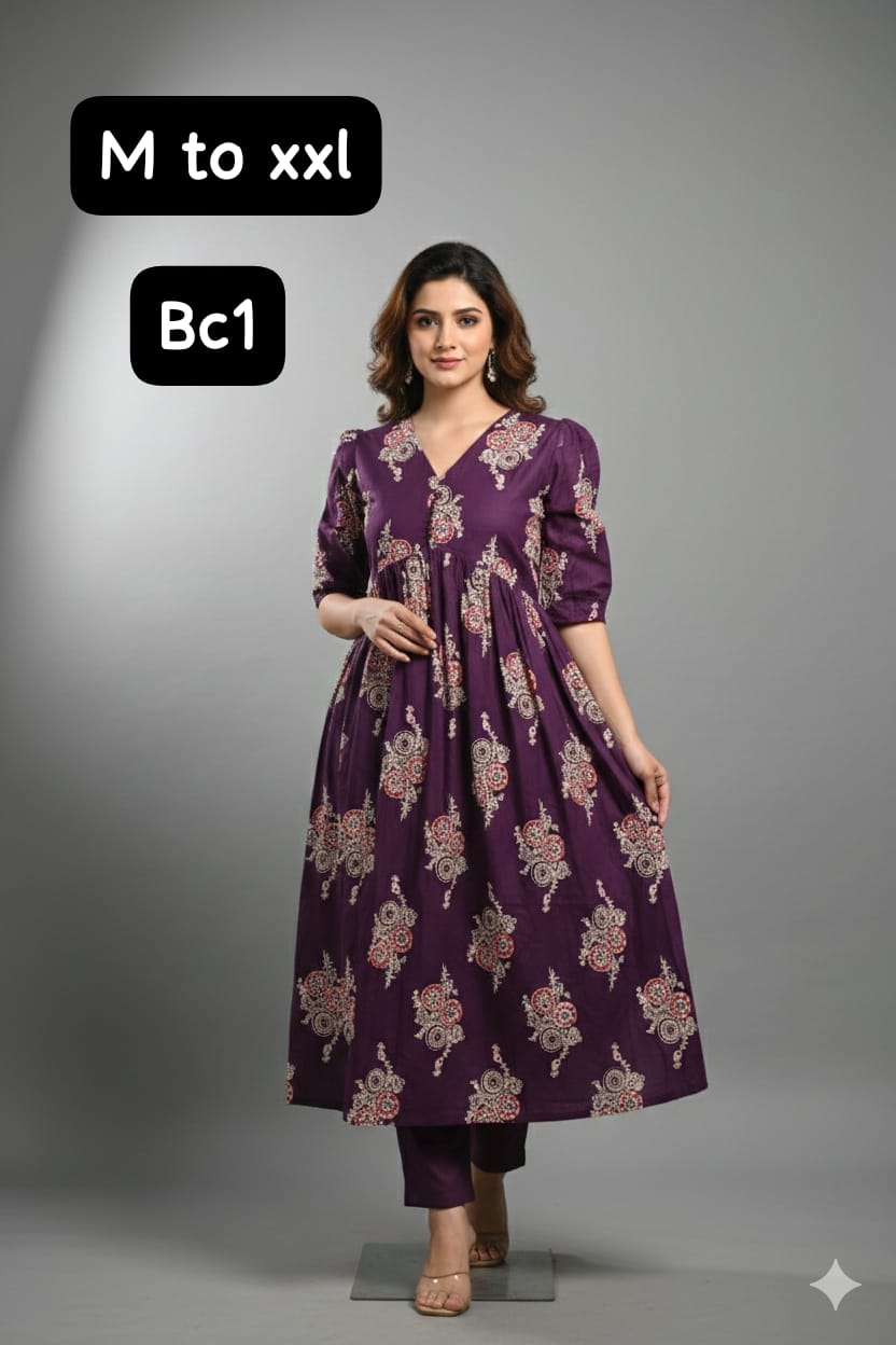 Premium quality KALAMKARI COTTON UMBRELLA Top with matching pants - Image 3