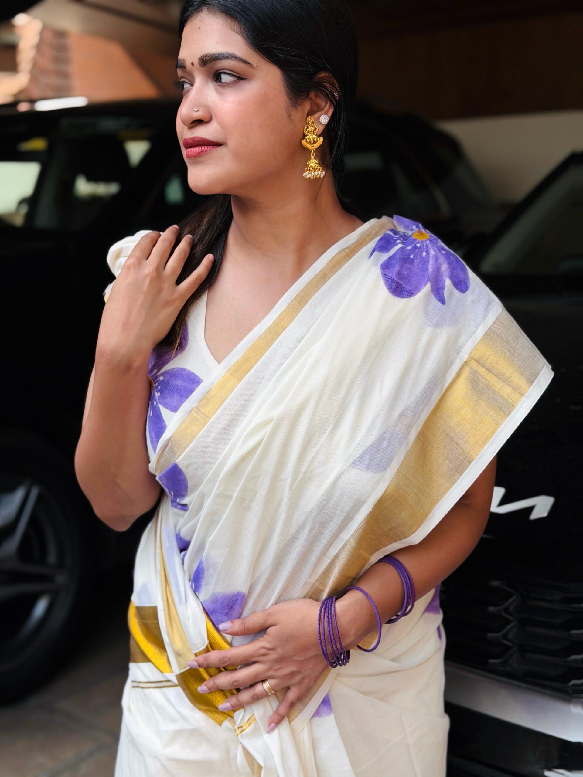 KERALA FLORAL PRINTED COTTON SAREES