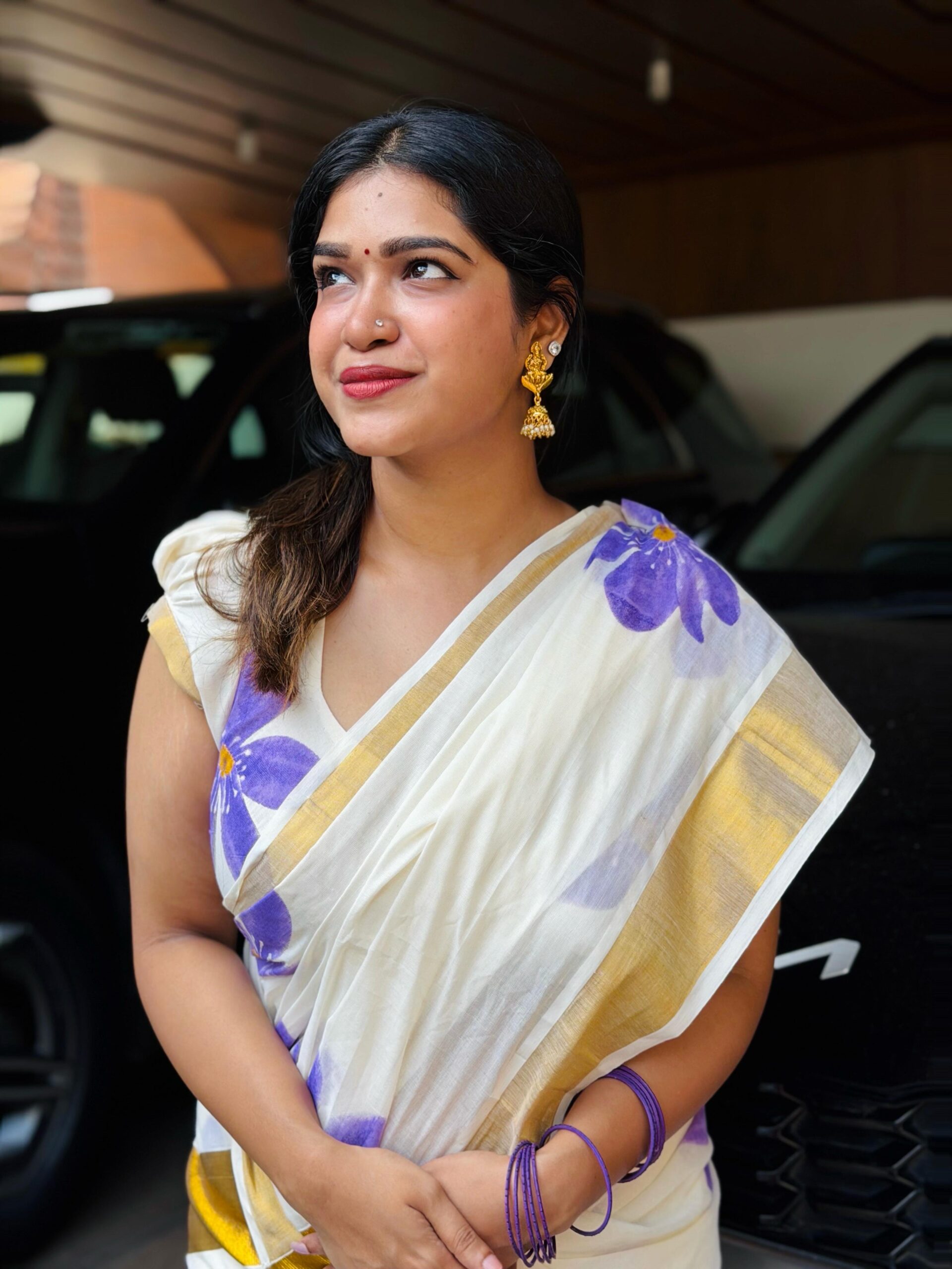 KERALA FLORAL PRINTED COTTON SAREES - Image 2