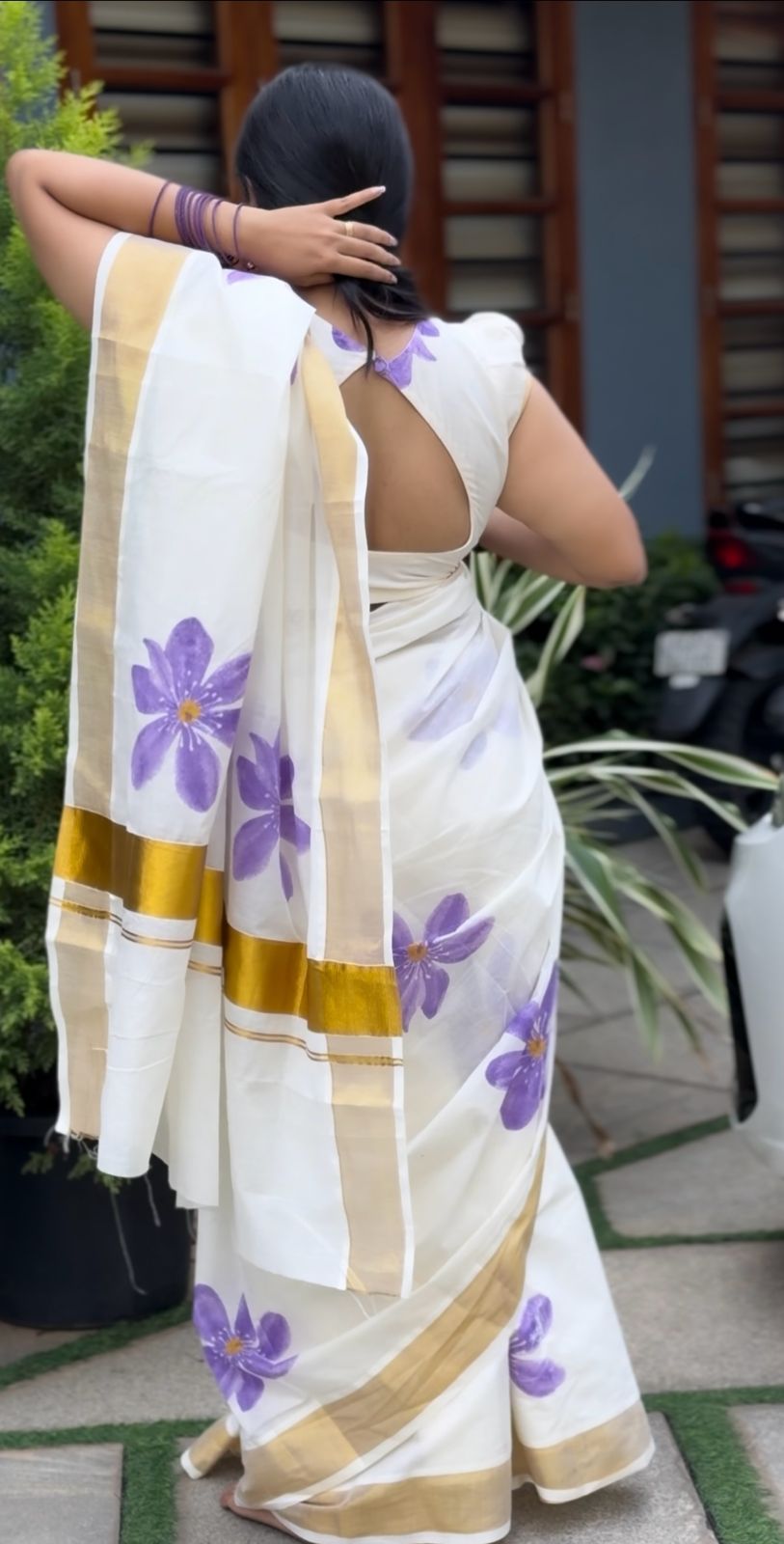 KERALA FLORAL PRINTED COTTON SAREES - Image 4